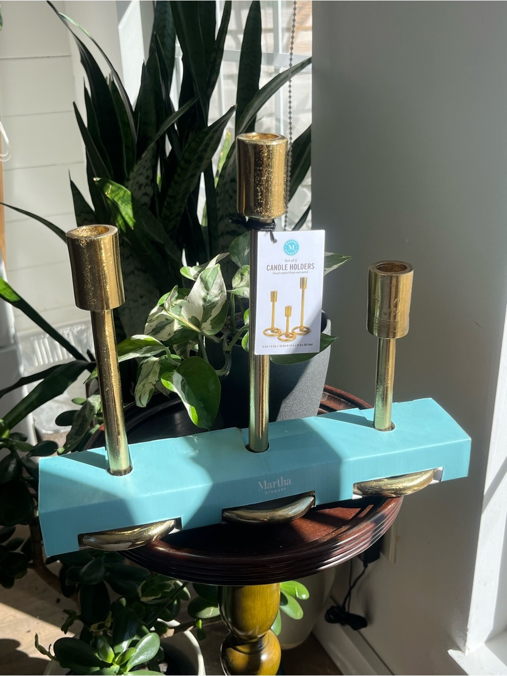Martha Stewart gold tone metal candle set